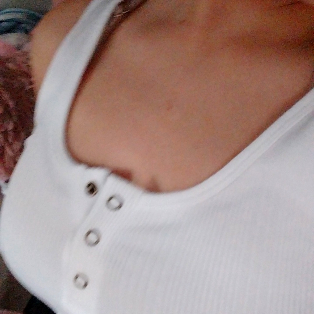 Button up cropped white tank top